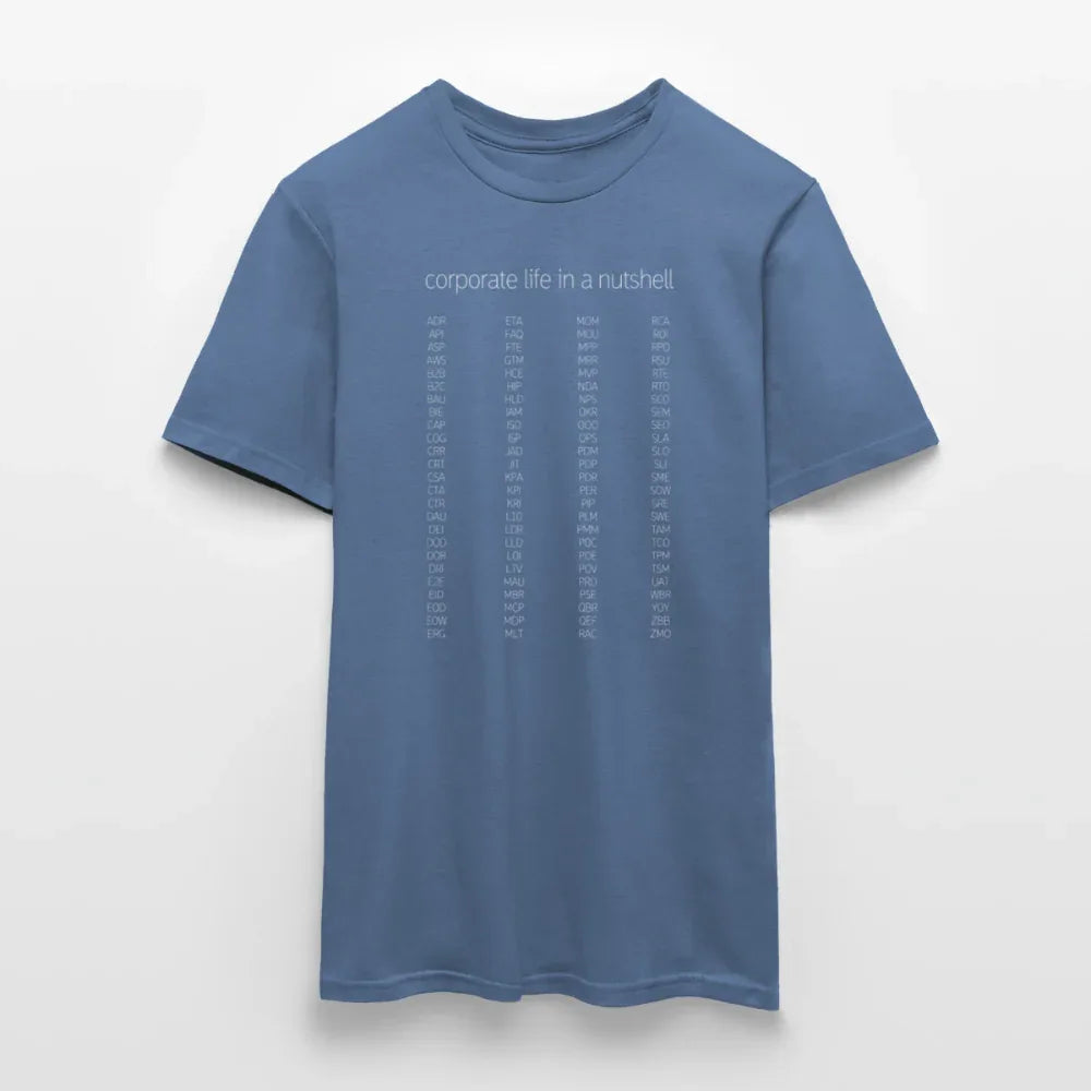 "Corporate life" - Motiv-T-Shirt für Männer - Taubenblau