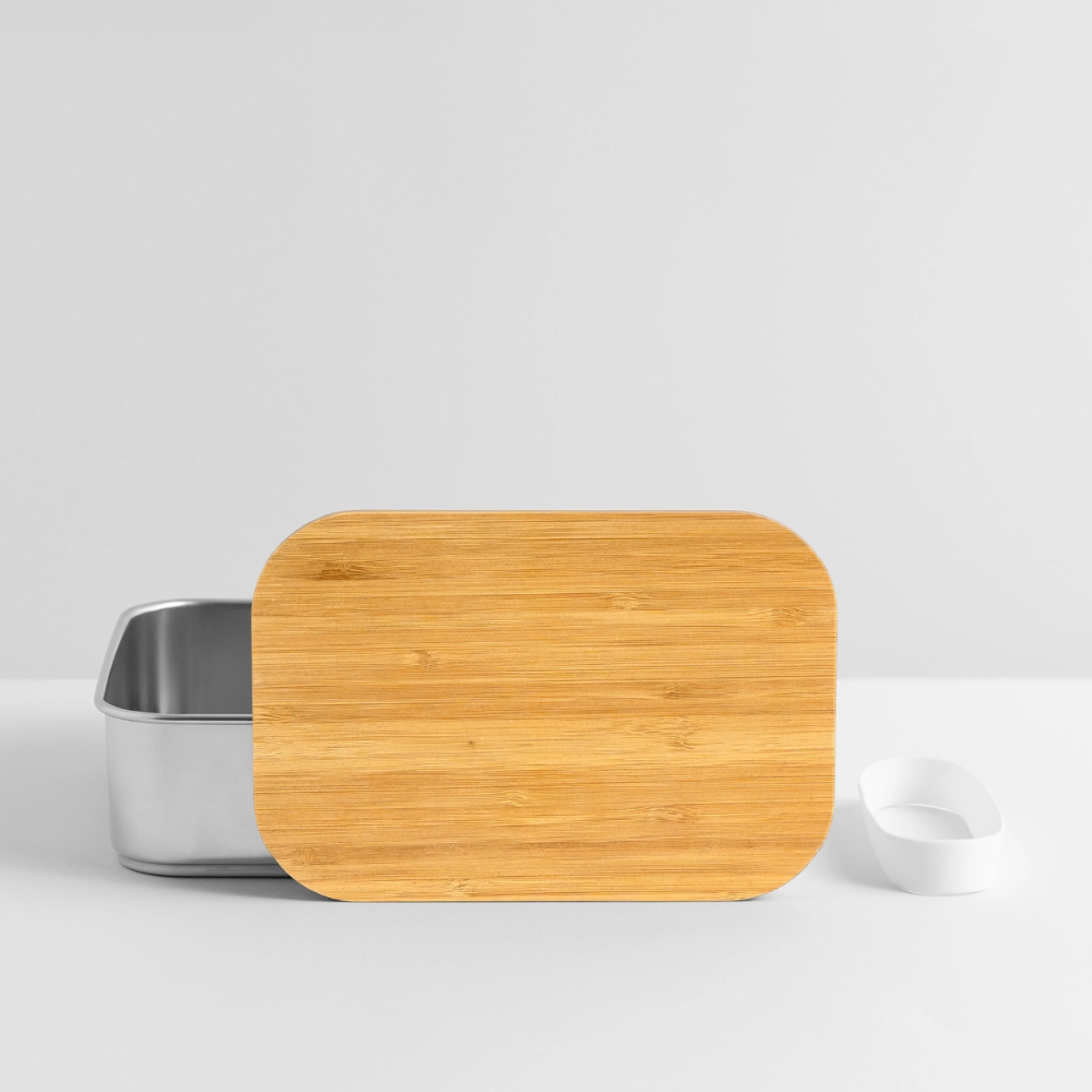 Lunch Box mit Bambusdeckel - personalisierbar - Silber