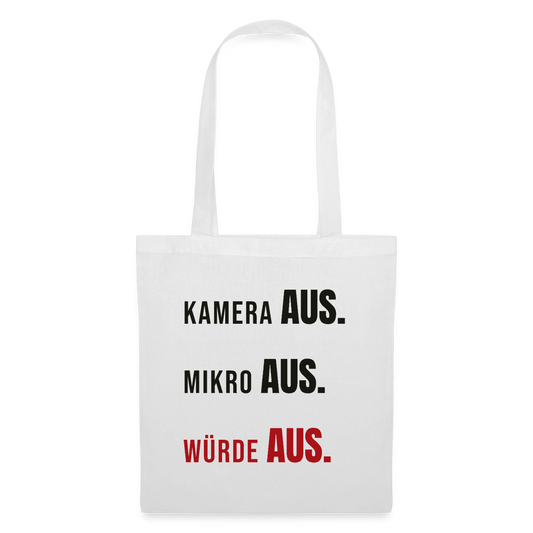 Kamera aus, Würde aus Stoffbeutel, Farbe Weiß