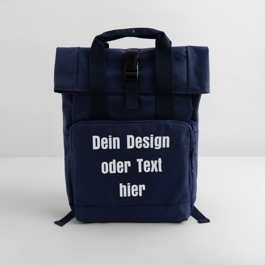 Rolltop Rucksack mit zwei Griffen - personalisierbar - Navy
