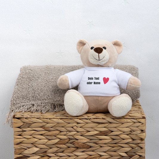 Teddy "Valentine" - personalisierbarer Text oder Name - Weiß