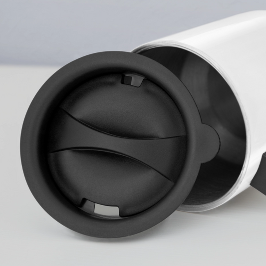 Thermobecher mit Tragegriff 414 ml - personalisierbar - Weiß