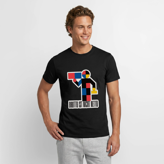 "Brutto ist nicht Netto. Bauhaus-Motiv" Motiv-T-Shirt für Männer, Farbe Schwarz