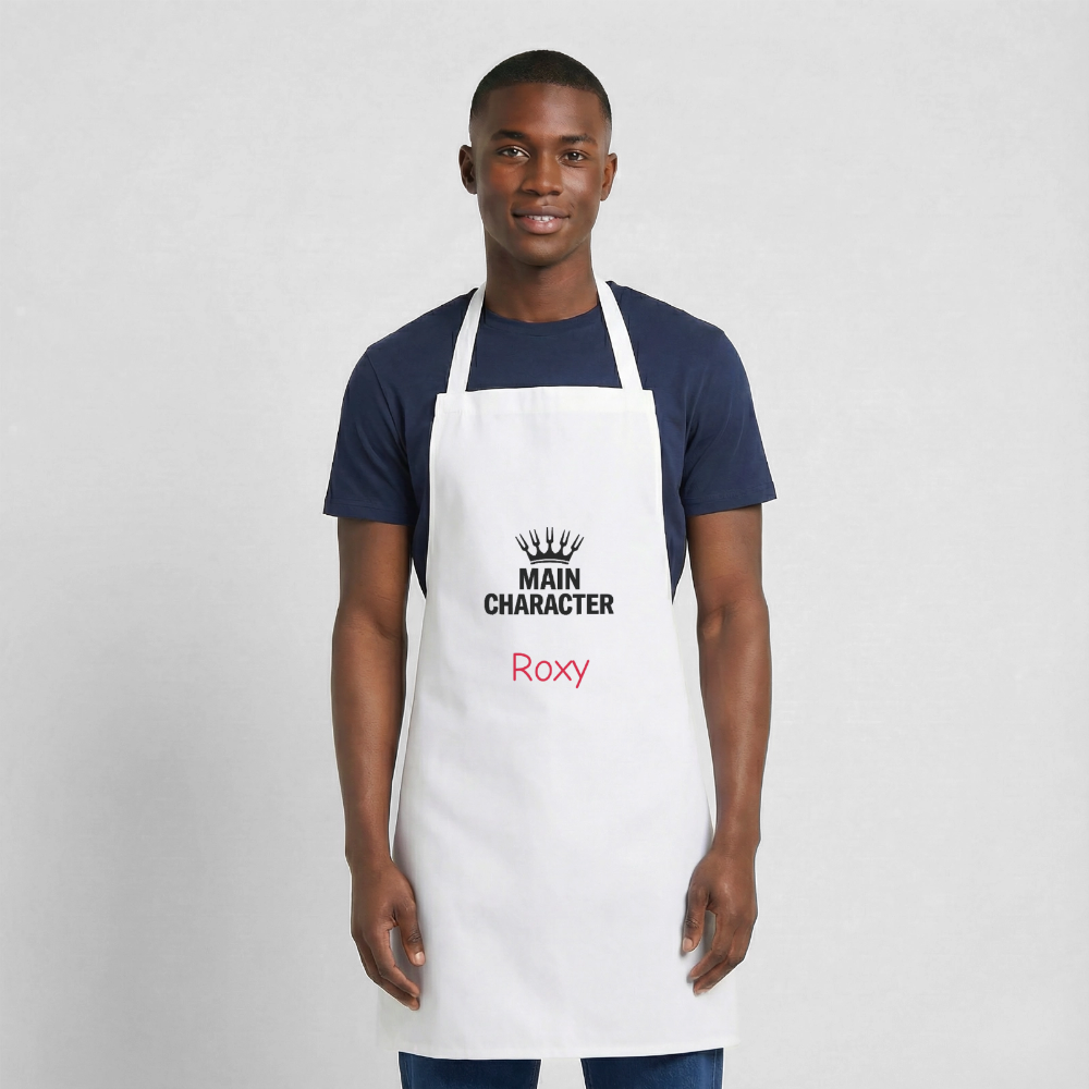Koch- oder Grillschürze "Main Character" - personalisierbarer Name oder Text - Weiß