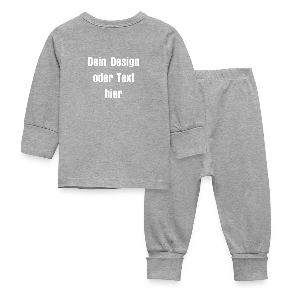 Baby Schlafanzug - Vorder- und Rückseite personalisierbar - Grau meliert