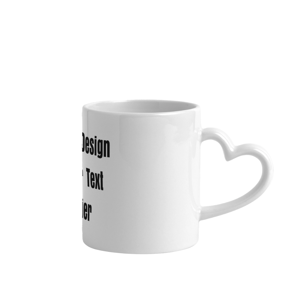 Keramiktasse Henkel in Herzform 300 ml - personalisierbar - Weiß
