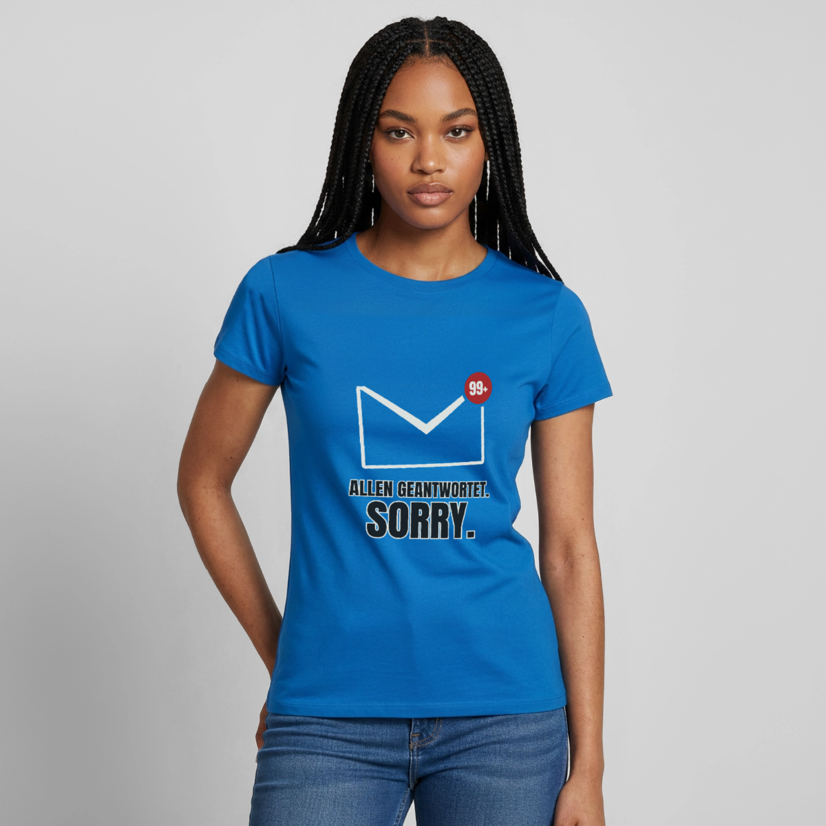 "Allen geantwortet. Sorry." Motiv-T-Shirt für Frauen, Farbe Royalblau