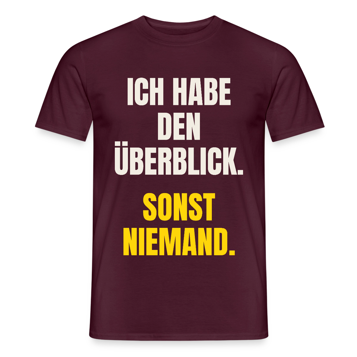 Ich habe den Überblick. Sonst niemand. Motiv-T-Shirt für Männer, Farbe Ziegelrot