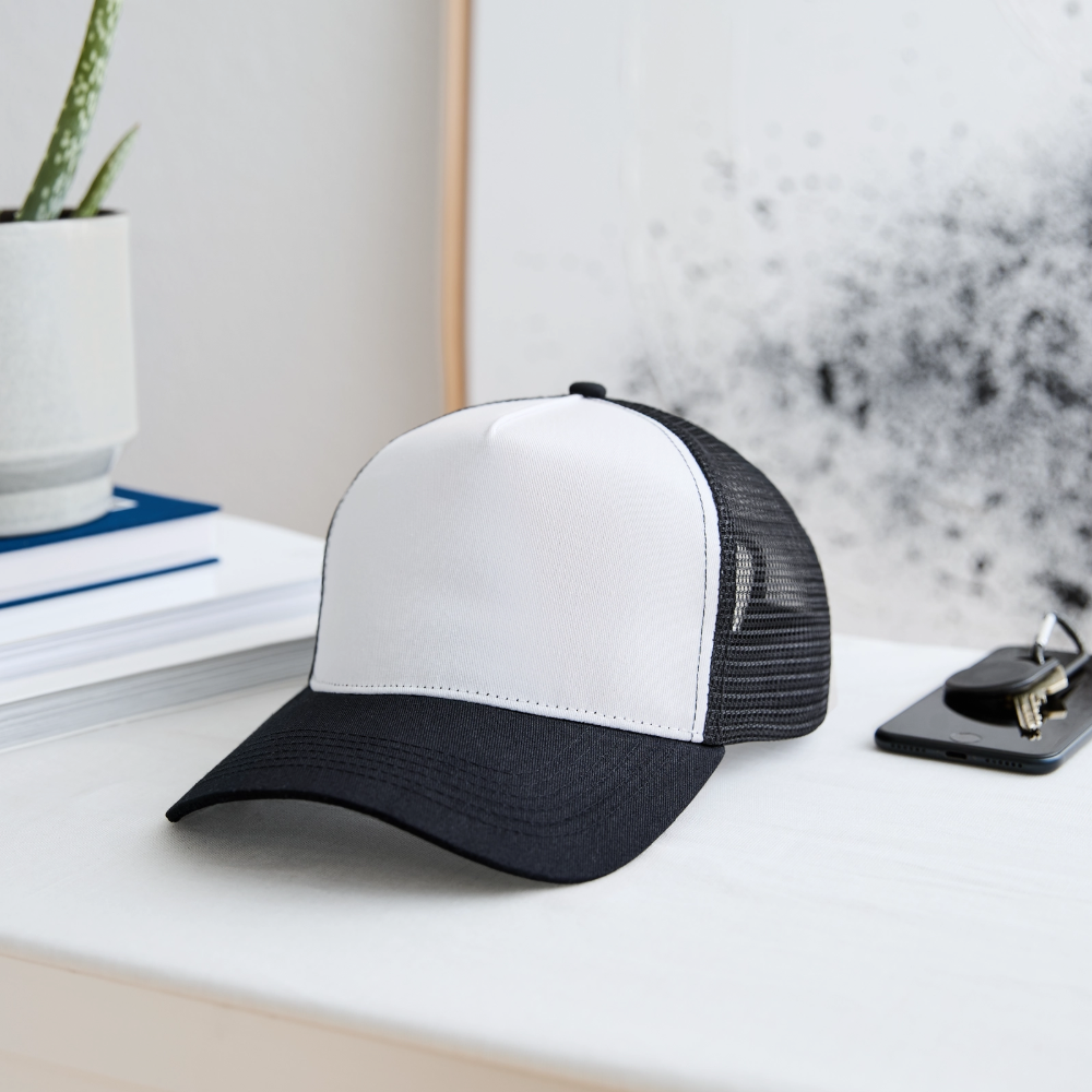 Trucker Cap - personalisierbar - Weiß/Schwarz