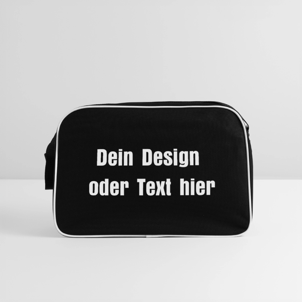 Retro Tasche mit Reißverschluss - personalisierbar - Schwarz/Weiß
