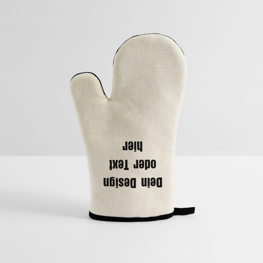 Grill- & Ofenhandschuh (hitzebeständig) mit Gummibeschichtung - personalisierbar - Leinen/Schwarz