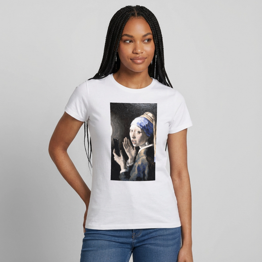 Das Reel. Renaissance-Motiv Motiv-T-Shirt für Frauen, Farbe Weiß, Model