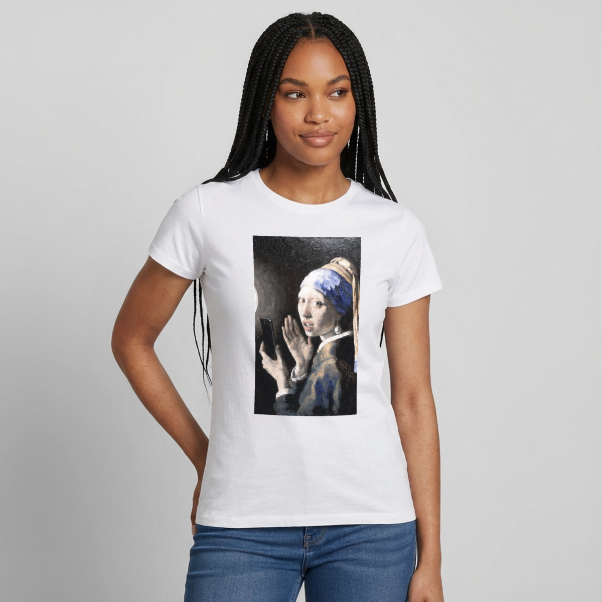Das Reel. Renaissance-Motiv Motiv-T-Shirt für Frauen, Farbe Weiß, Model
