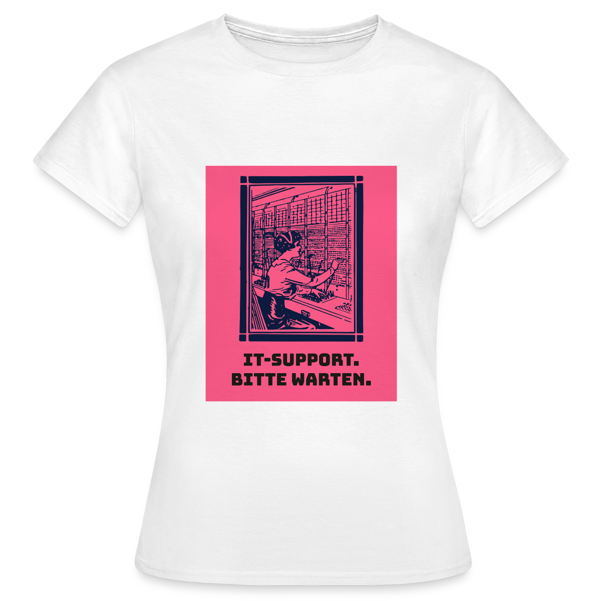 IT-Support. Bitte warten. Duotone-Motiv Motiv-T-Shirt für Frauen, Farbe Weiß