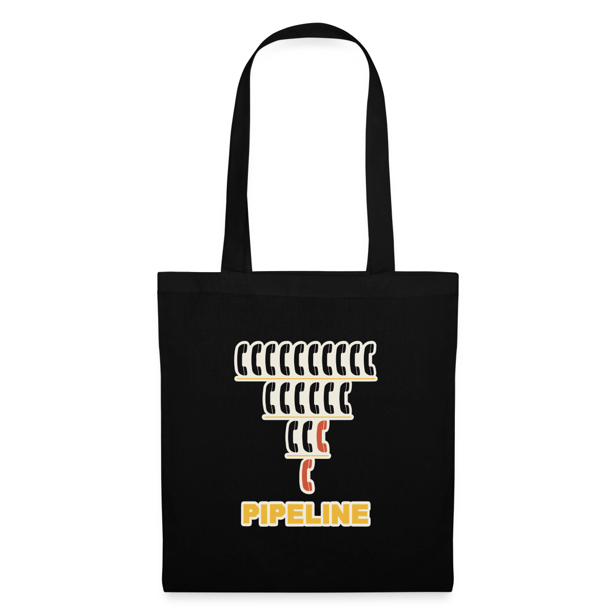 Pipeline. Isotype-Motiv Stoffbeutel, Farbe Schwarz
