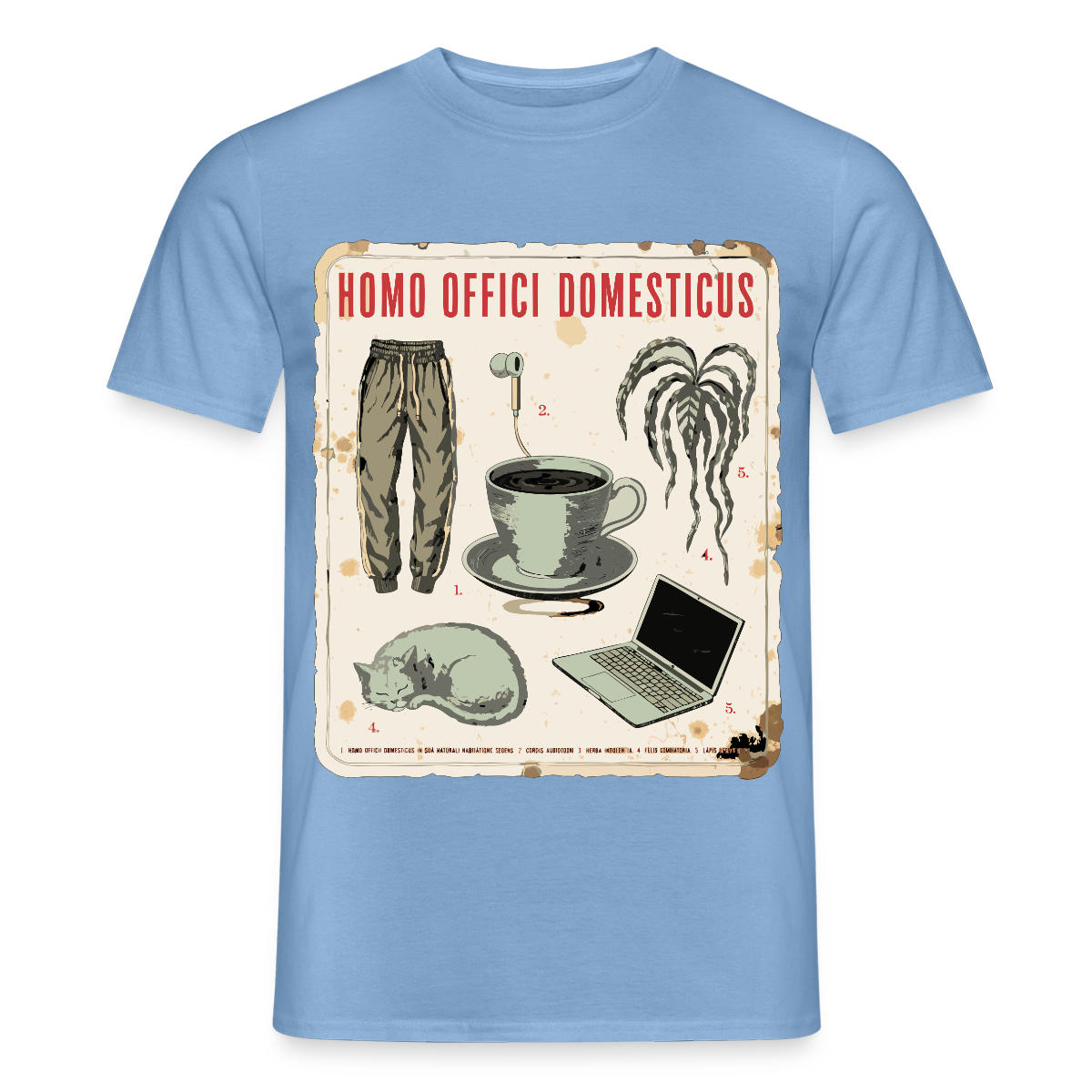 Homo Offici Domesticus Motiv-T-Shirt für Männer, Farbe Carolina Blue