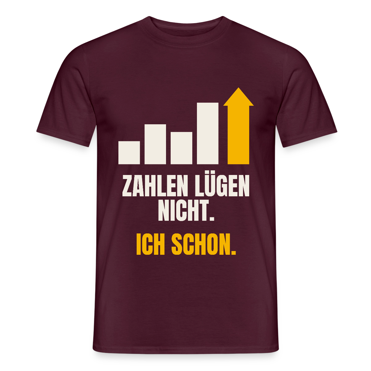 Zahlen lügen nicht. Ich schon. Motiv-T-Shirt für Männer, Farbe Ziegelrot