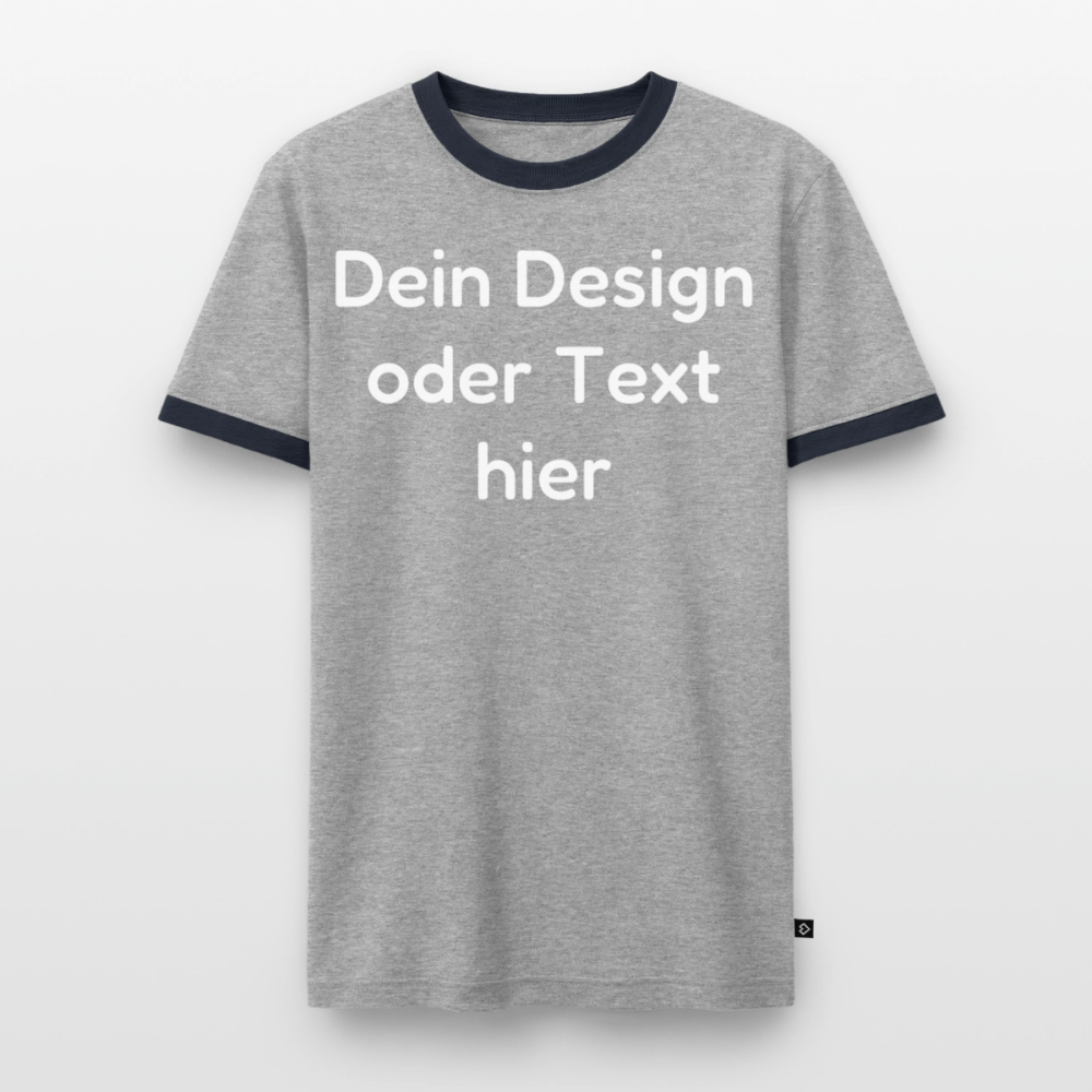 Männer Kontrast-T-Shirt - personalisierbare Vorder- und Rückseite - Grau/Navy