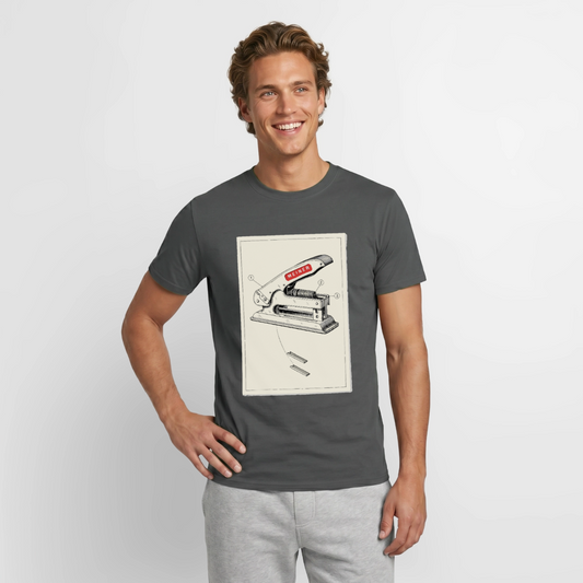 Meiner. Der Tacker kommt mit. Motiv-T-Shirt für Männer, Farbe Anthrazit, Model
