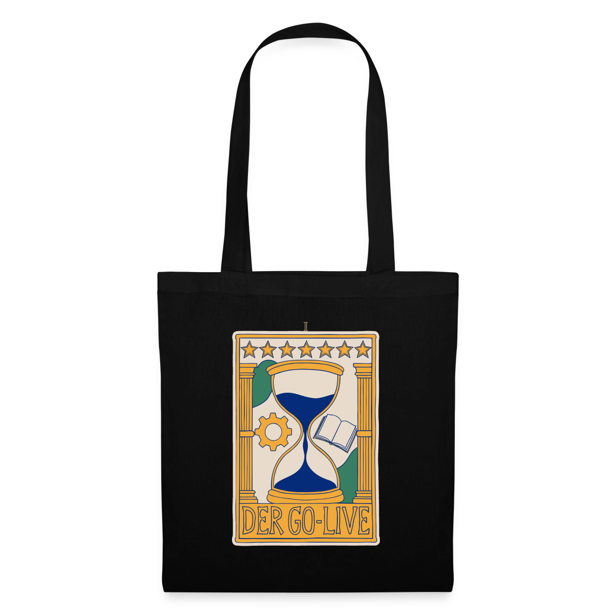 Der Go-Live. Tarot-Motiv Stoffbeutel, Farbe Schwarz