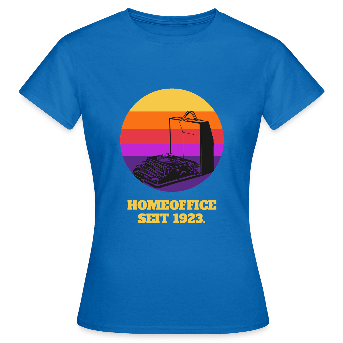 Homeoffice seit 1923 Motiv-T-Shirt für Frauen, Farbe Royalblau