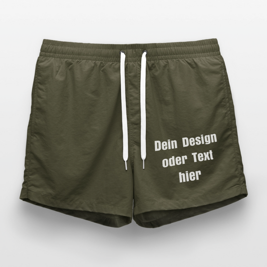 Badeshorts - personalisierbare Vorder- und Rückseite - Olive
