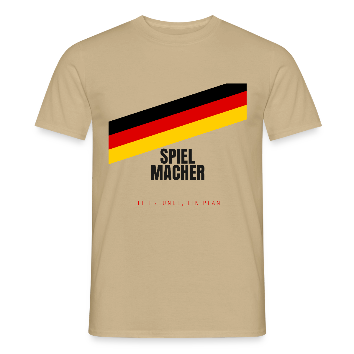 Spielmacher. Elf Freunde, ein Plan. Motiv-T-Shirt für Männer, Farbe Sandbeige