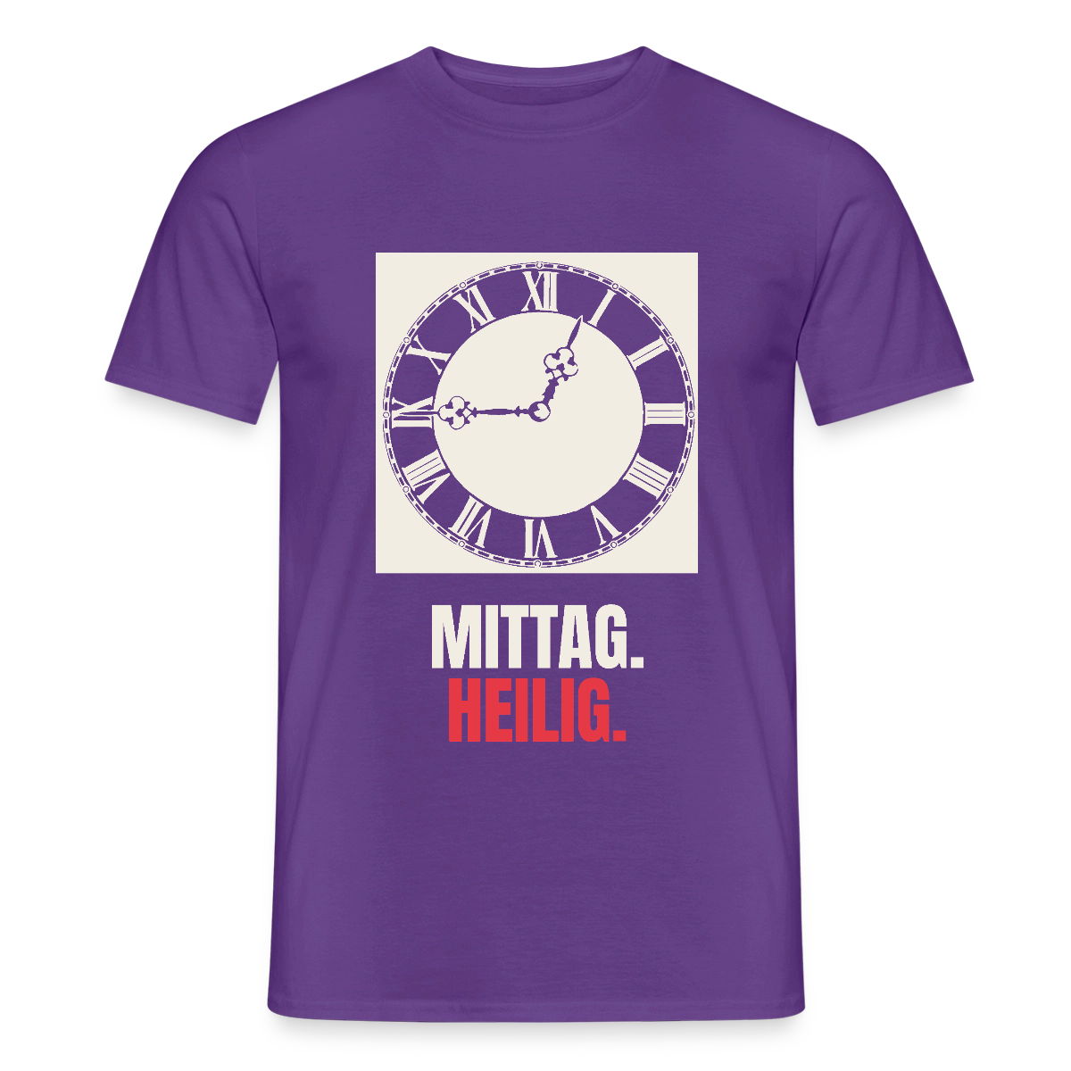 "Mittag. Heilig." Motiv-T-Shirt für Männer, Farbe Lila