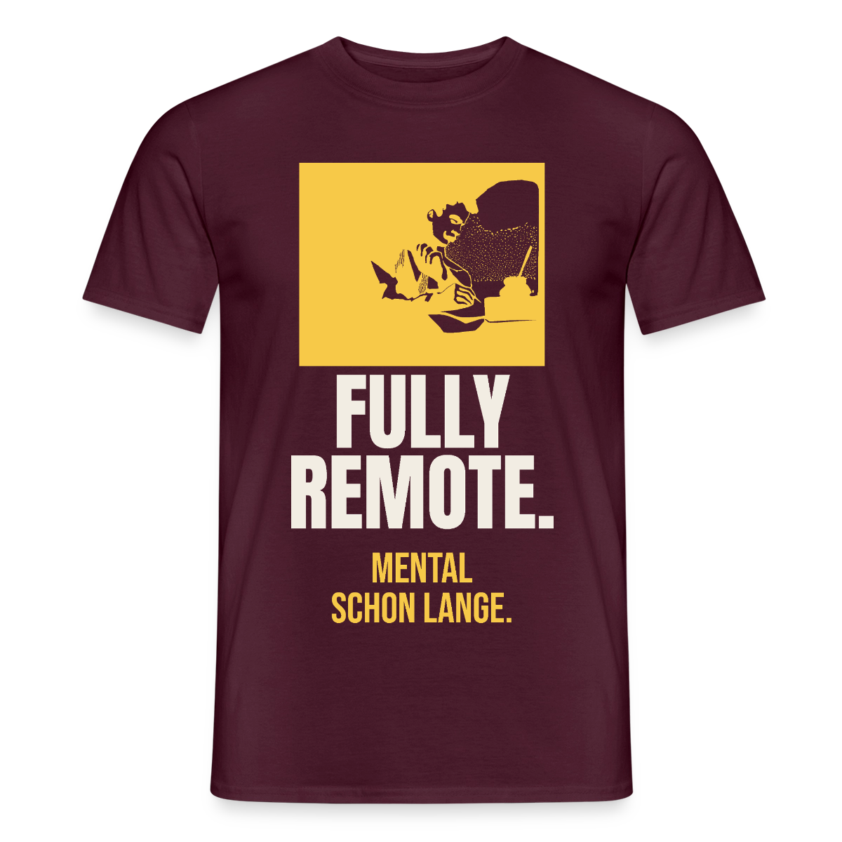 Fully remote Motiv-T-Shirt für Männer, Farbe Ziegelrot