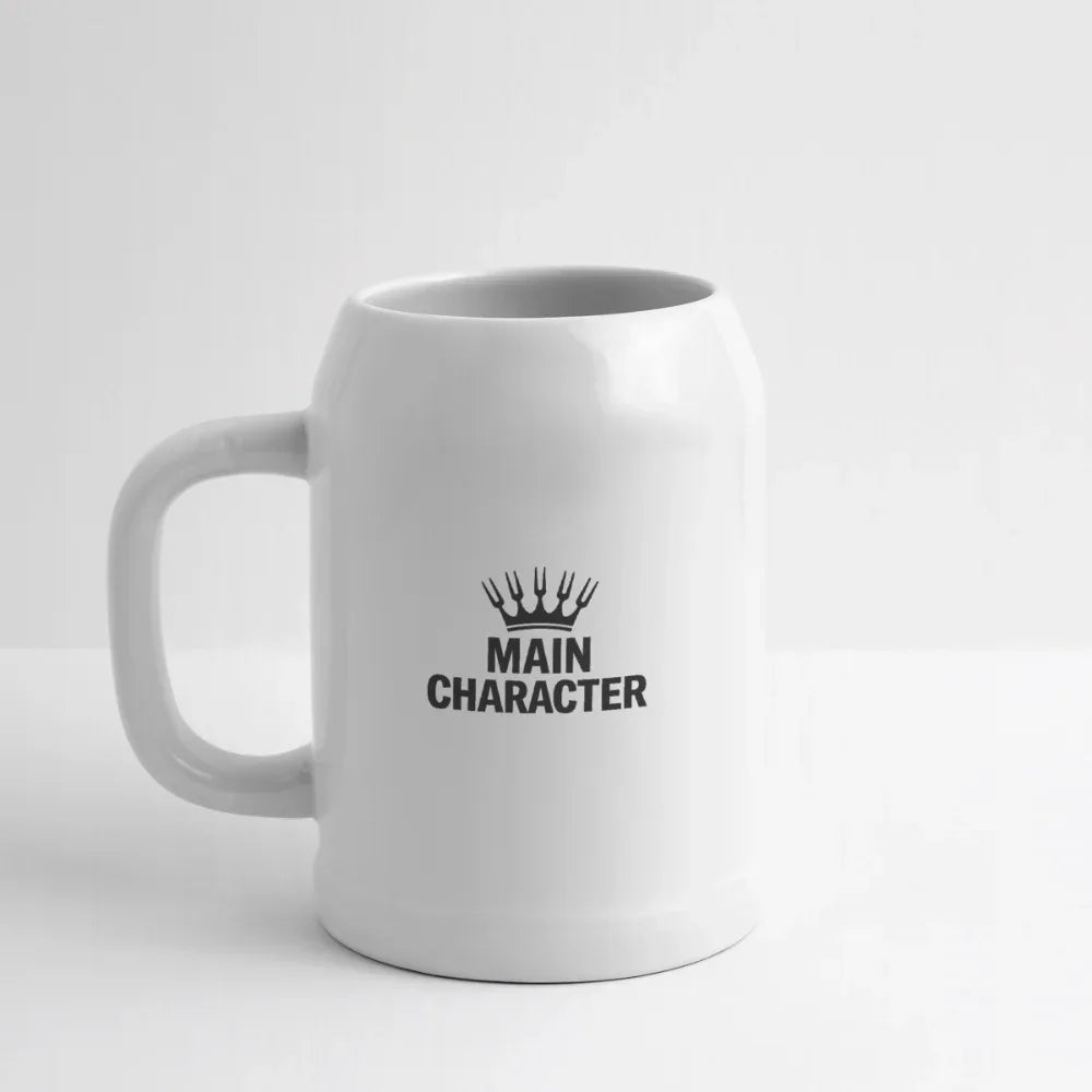 Bierkrug "Main Character" - personalisierbarer Name oder Text - Weiß