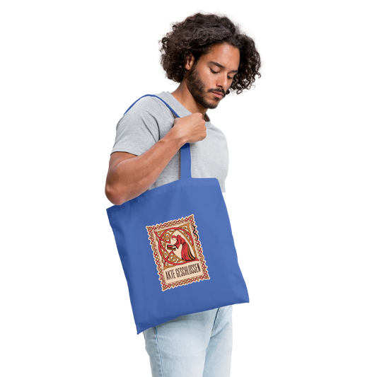 "Akte geschlossen. Buchmalerei-Motiv" Stoffbeutel, Farbe Hellblau