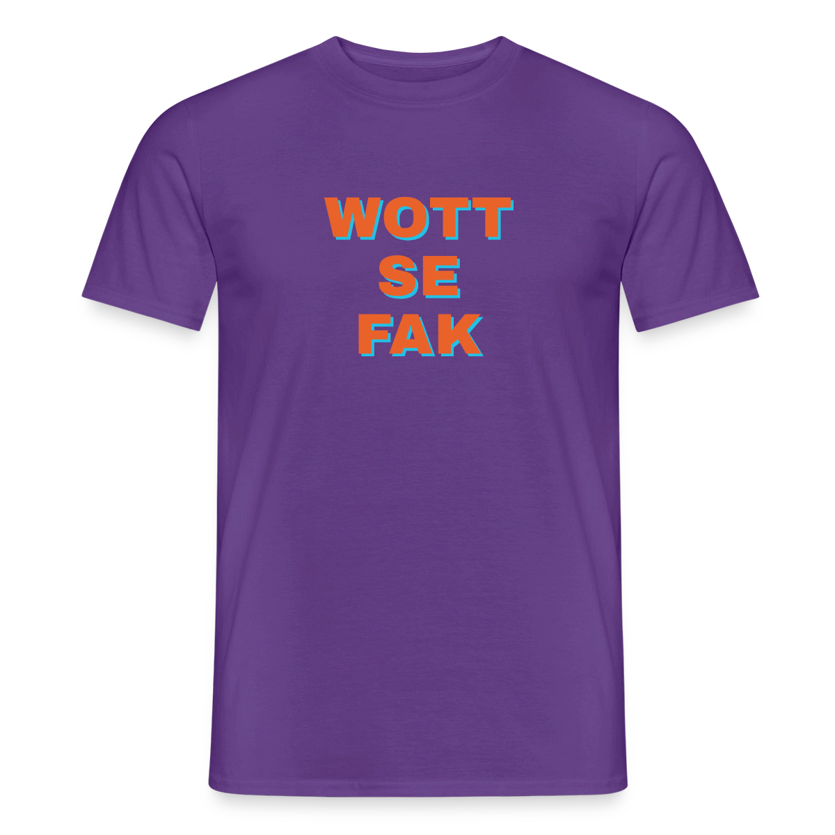 Wott se fak. Block-Motiv Motiv-T-Shirt für Männer, Farbe Lila