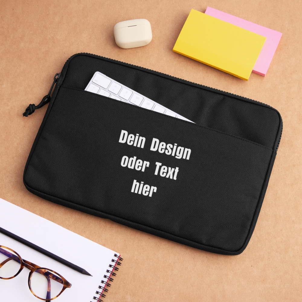 Laptoptasche passend für bis zu 13 Zoll Laptopgröße - personalisierbar - Schwarz