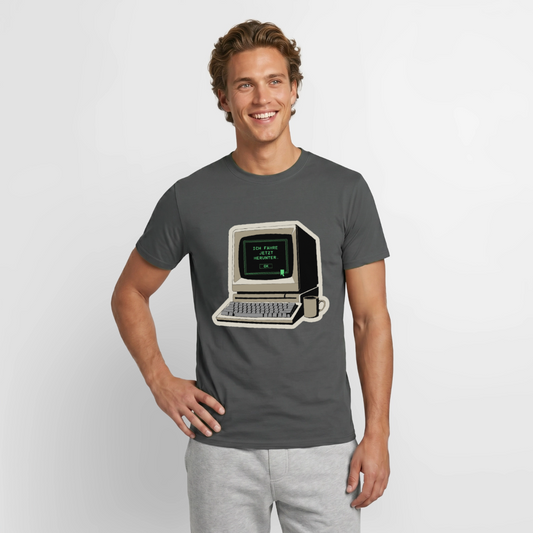 Ich fahre jetzt herunter. Motiv-T-Shirt für Männer, Farbe Anthrazit, Model