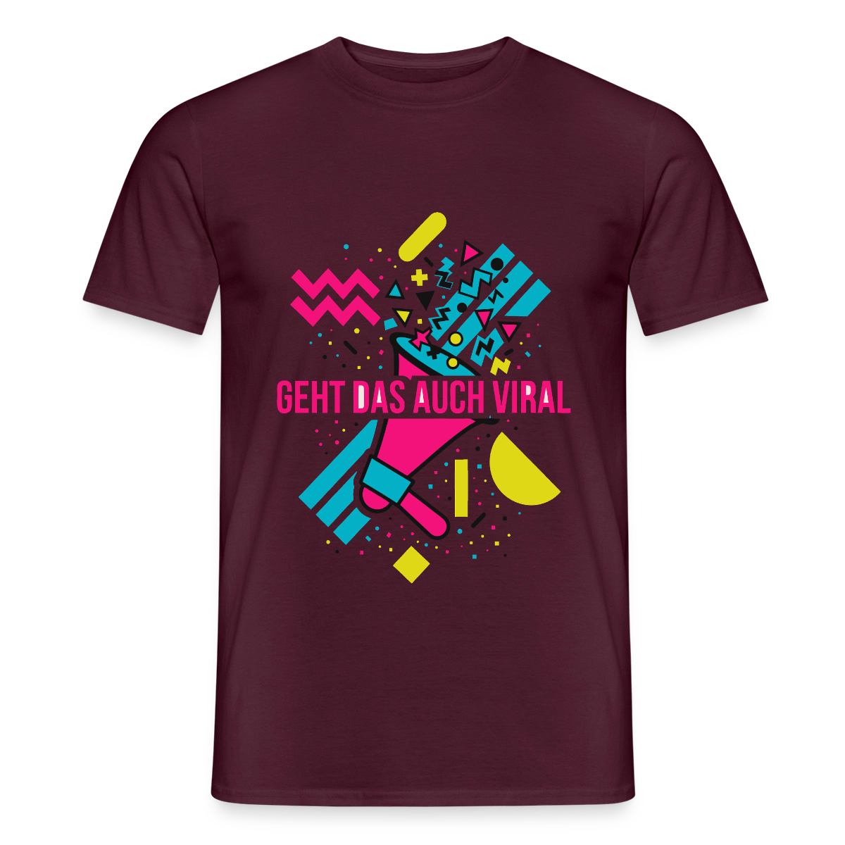 Geht das auch viral? Memphis-Motiv Motiv-T-Shirt für Männer, Farbe Ziegelrot