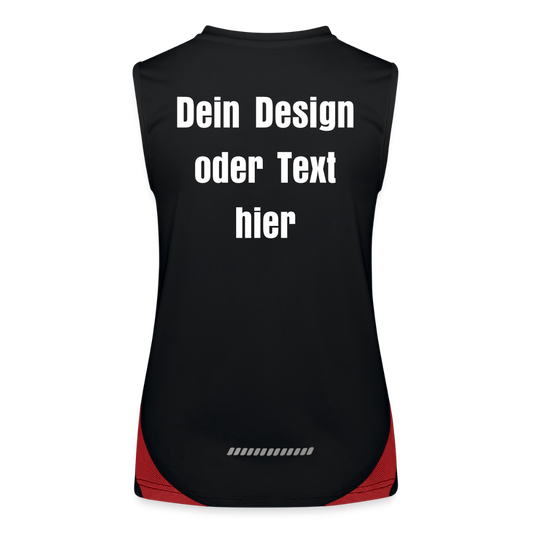 Funktionelles Kontrast-Tank Top für Frauen - personalisierbare Vorder- und Rückseite - Schwarz/Rot
