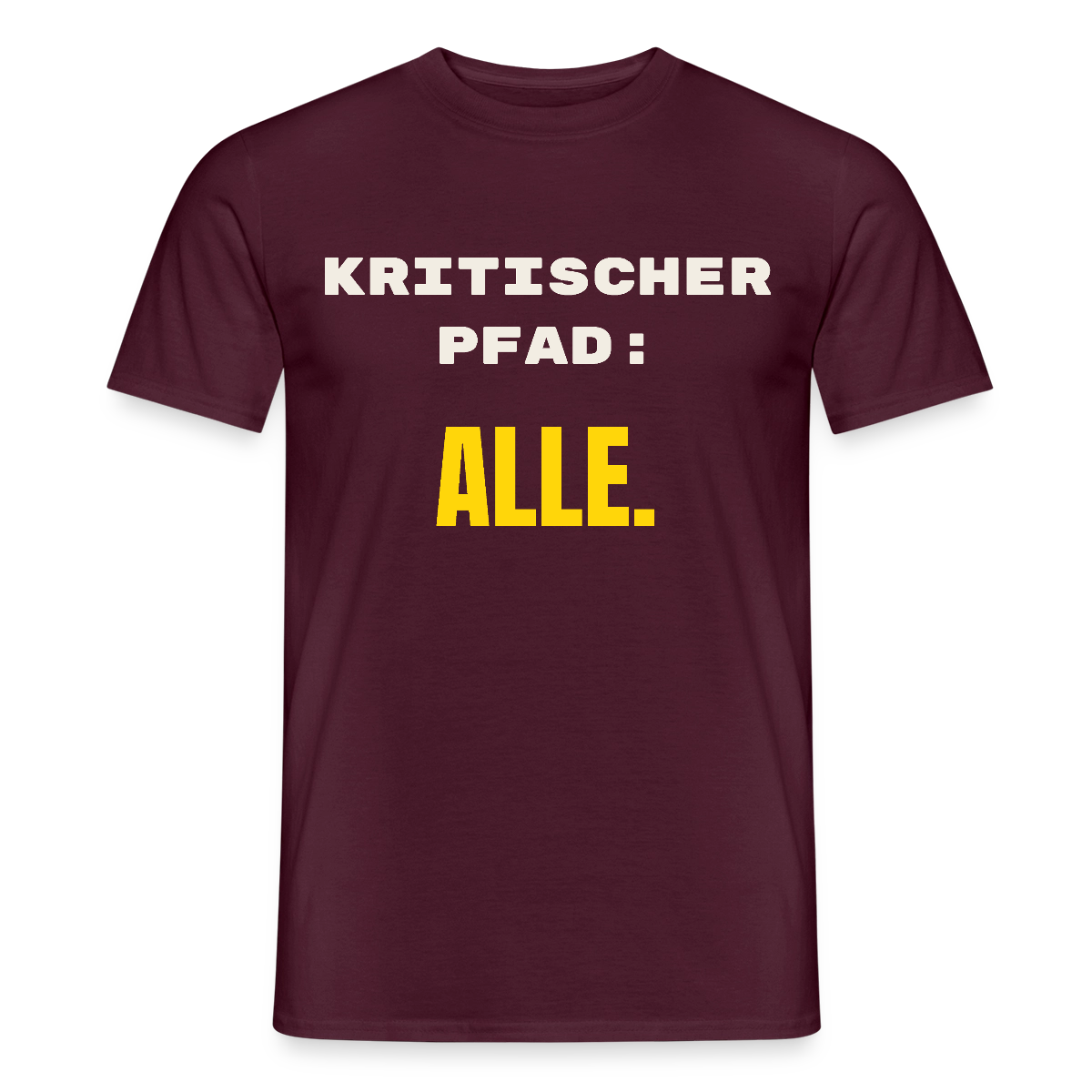 Kritischer Pfad: alle. Motiv-T-Shirt für Männer, Farbe Ziegelrot