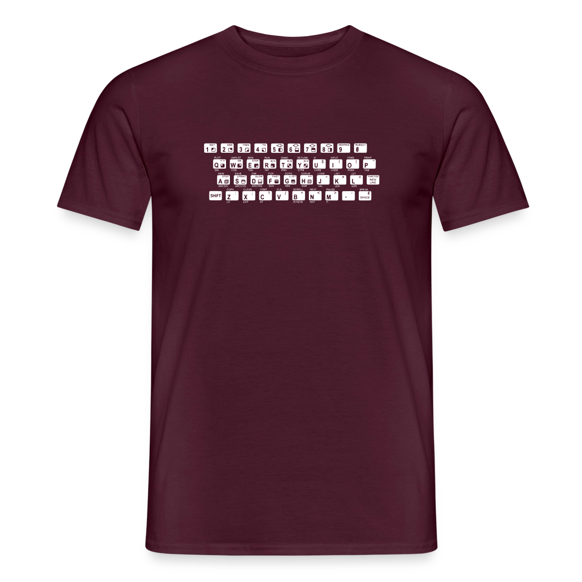 48K ZX Spectrum Motiv-T-Shirt für Männer, Farbe Ziegelrot
