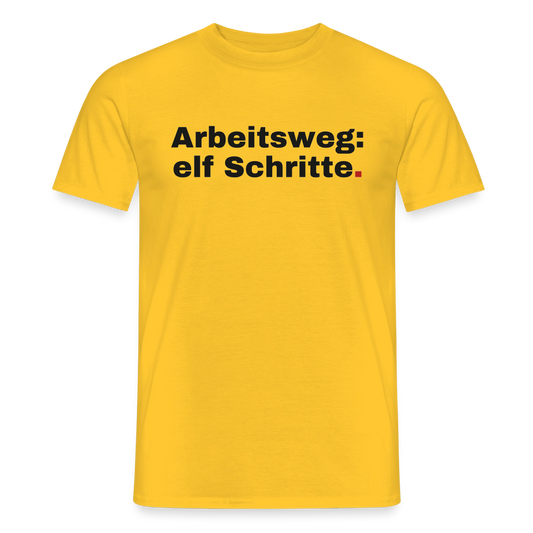 Arbeitsweg: elf Schritte Motiv-T-Shirt für Männer, Farbe Gelb