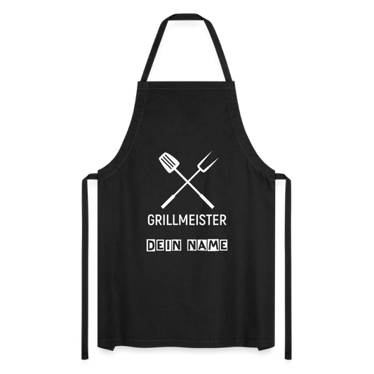 Koch- oder Grillschürze "Grillmeister" - Name personalisierbar - Schwarz