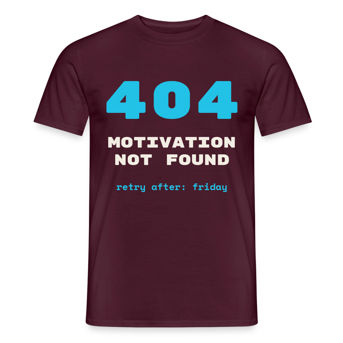 404 Motivation not found. Retry after: friday Motiv-T-Shirt für Männer, Farbe Ziegelrot