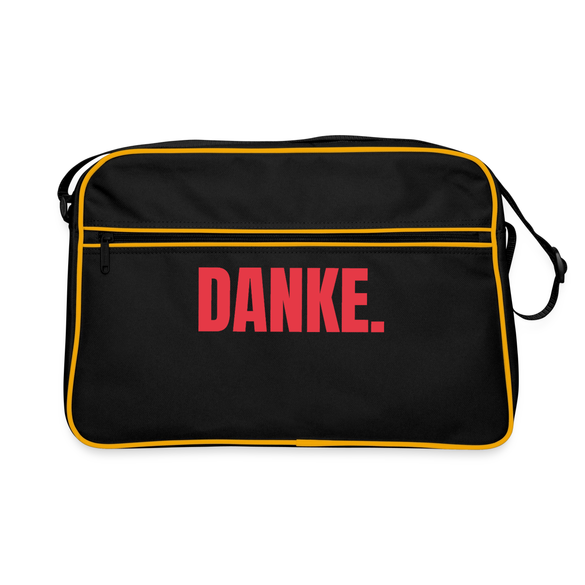 "Danke." Motiv-Retro-Tasche, Farbe Schwarz/Gold