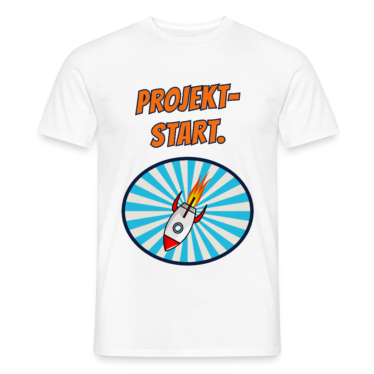 Projektstart. Motiv-T-Shirt für Männer, Farbe Weiß