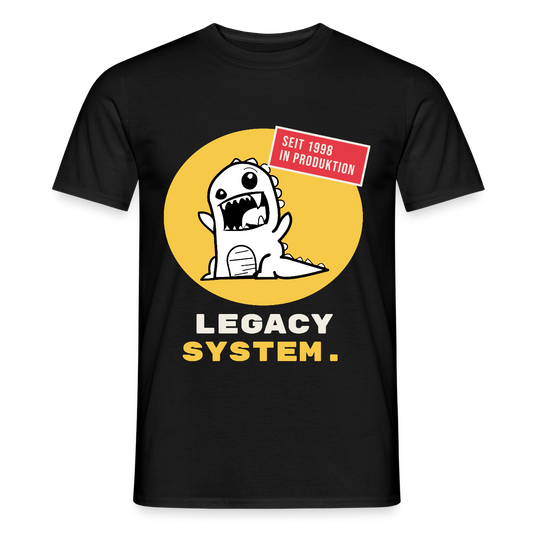 Legacy System. Seit 1998 in Produktion. Motiv-T-Shirt für Männer, Farbe Schwarz
