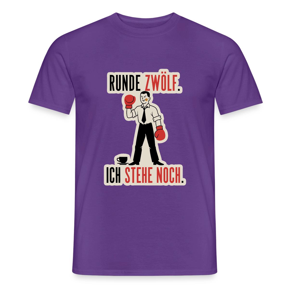 Runde zwölf. Ich stehe noch. Motiv-T-Shirt für Männer, Farbe Lila