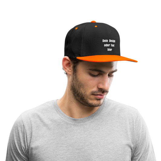 Kontrast Snapback Cap - personalisierbar - Schwarz/Neonorange