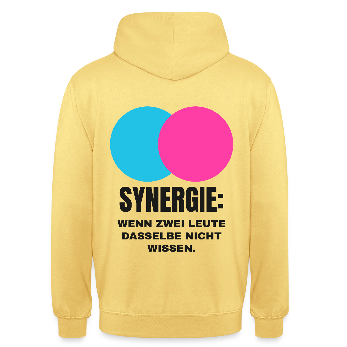 Synergie: Wenn zwei Leute dasselbe nicht wissen. Motiv-Hoodie unisex, Farbe Zitronengelb