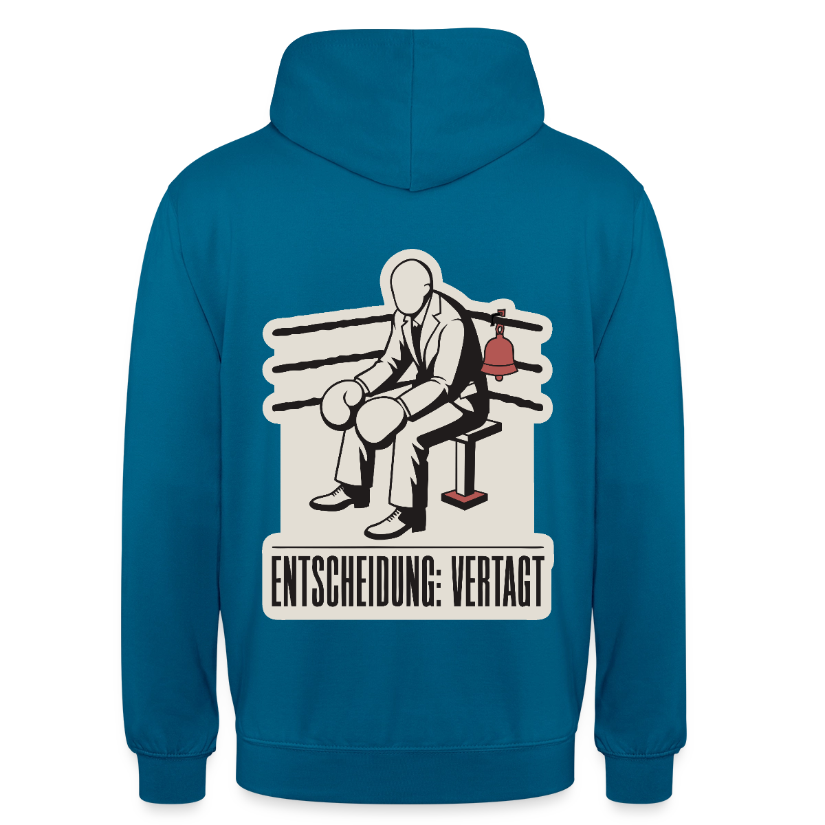"Entscheidung: vertagt. Boxplakat-Motiv" Motiv-Hoodie unisex, Farbe Tiefseeblau