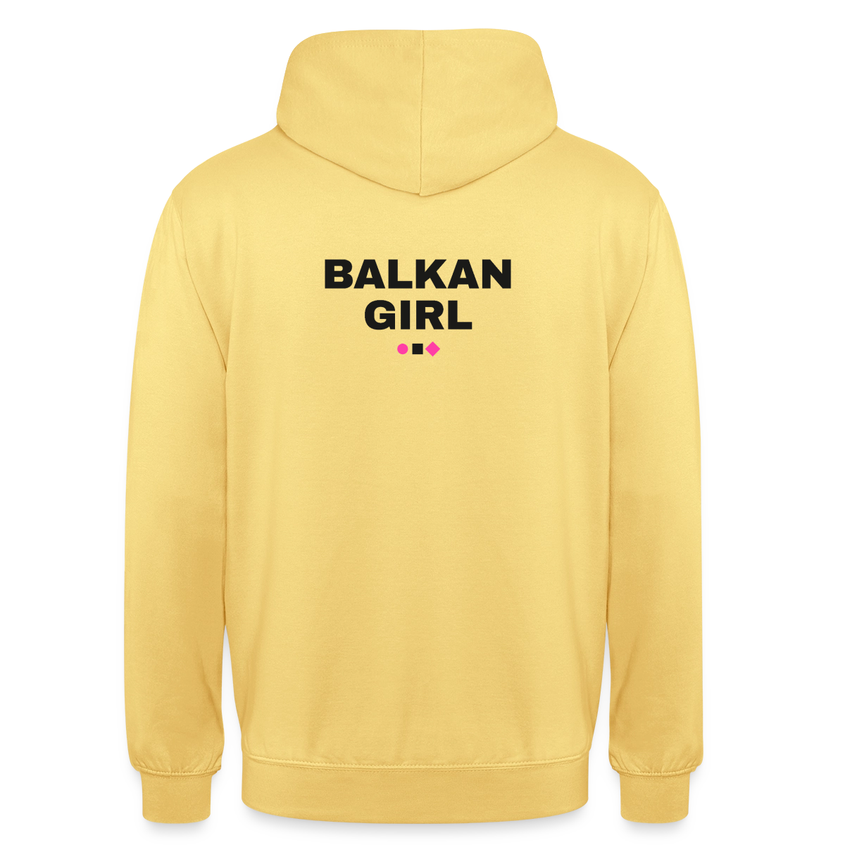 Balkan Girl. Block-Motiv Motiv-Hoodie unisex, Farbe Zitronengelb