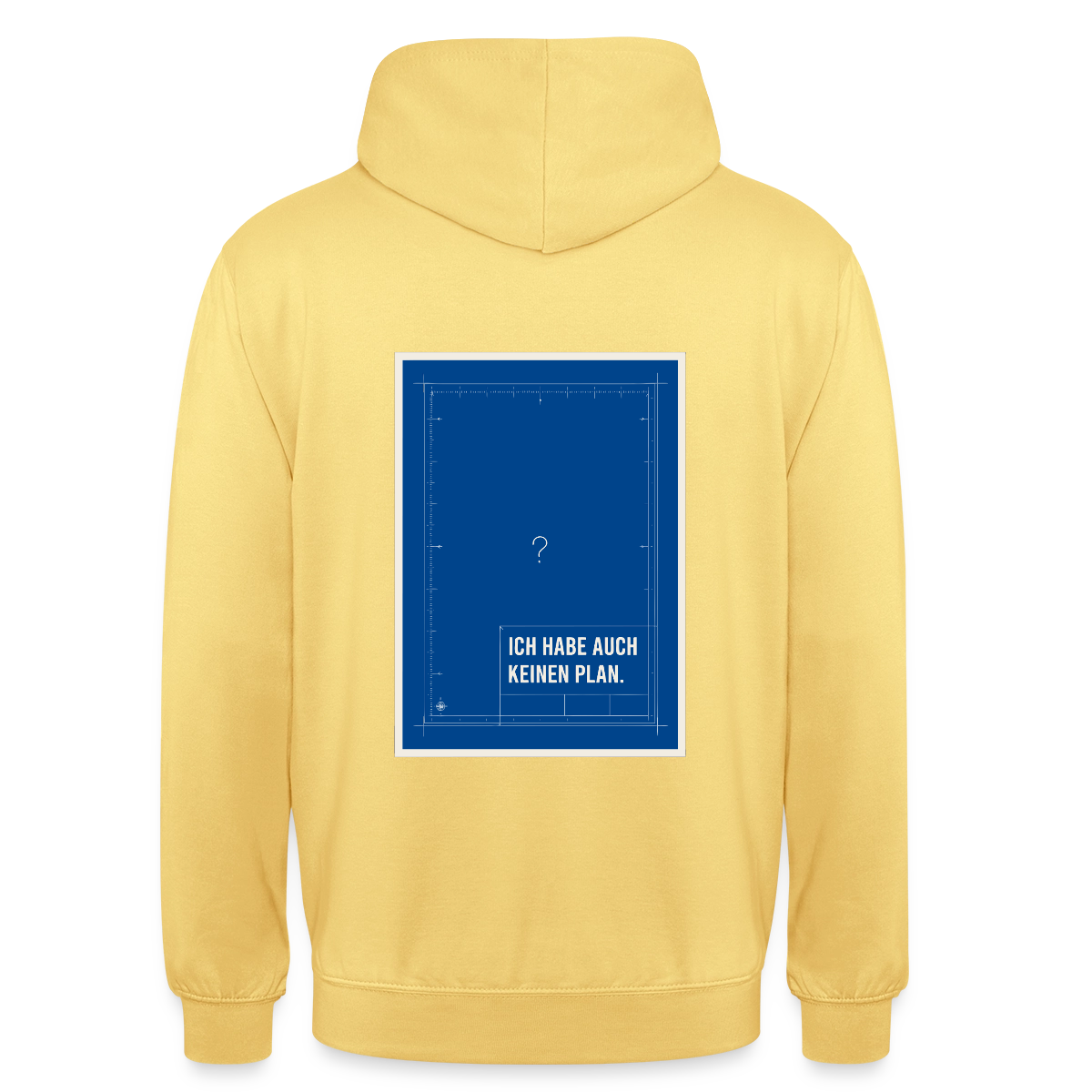 Ich habe auch keinen Plan. Motiv-Hoodie unisex, Farbe Zitronengelb